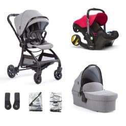 Junior Jones Aylo Grey Marl Travel System with Doona Flame Red Car Seat