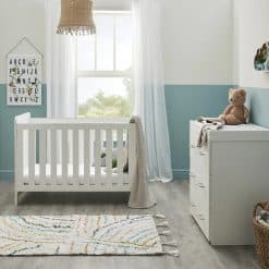 Babymore Caro 4-1 Cot Bed 2 Piece Nursery Set - White Wash