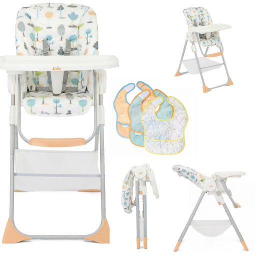 Joie Snacker Pastel Forest 2n1 High Chair With Bibs