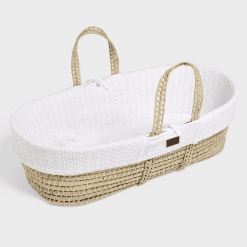 Little Green Sheep Natural Nitted Moses Basket & Mattress White
