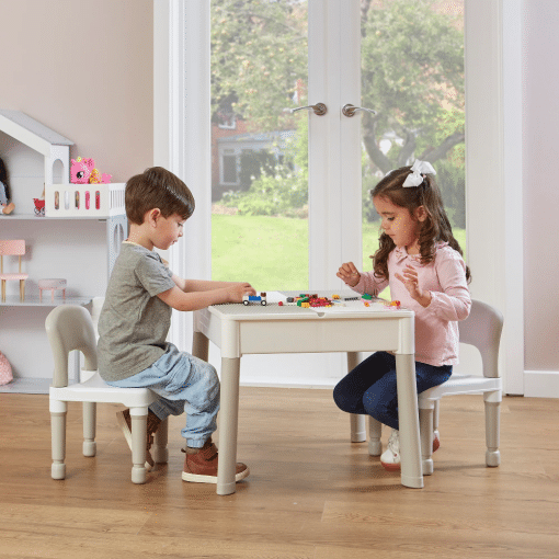 Liberty House Toys Kids Grey Square 5-in-1 Activity Table and 2 Chairs