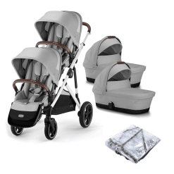 Cybex Gazelle S Twin Pushchair Lava Grey with Carrycots