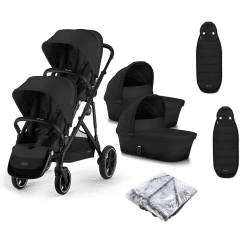 Cybex Gazelle S Twin Pushchair Moon Black with Carrycots and footmuff