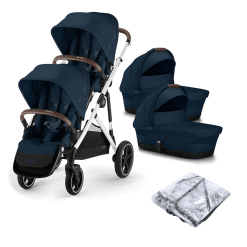 Cybex Gazelle S Twin Pushchair Ocean Blue with Carrycots