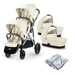 Cybex Gazelle S Twin Pushchair Seashell Beige with Carrycots