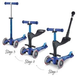 Micro Scooters 3 in 1 Deluxe Plus Scooter (with Push handle) - Blue