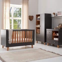 Tutti Bambini Como 4 Piece Nursery Room Set/Mattress - Slate Grey/Rosewood
